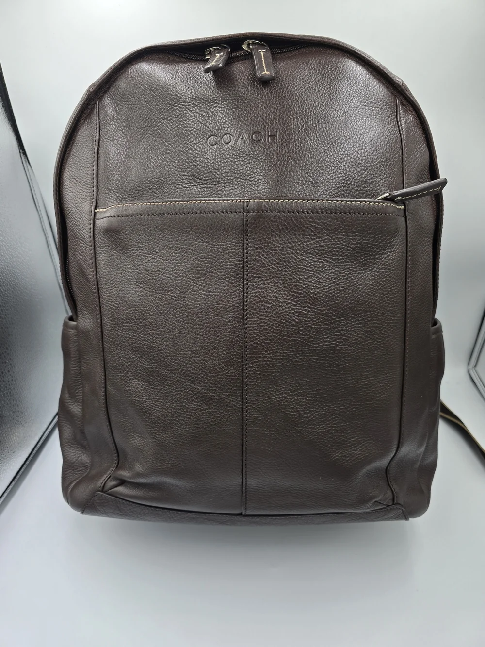 COACH F70747 Heritage Large Brown Leather Backpack Unisex